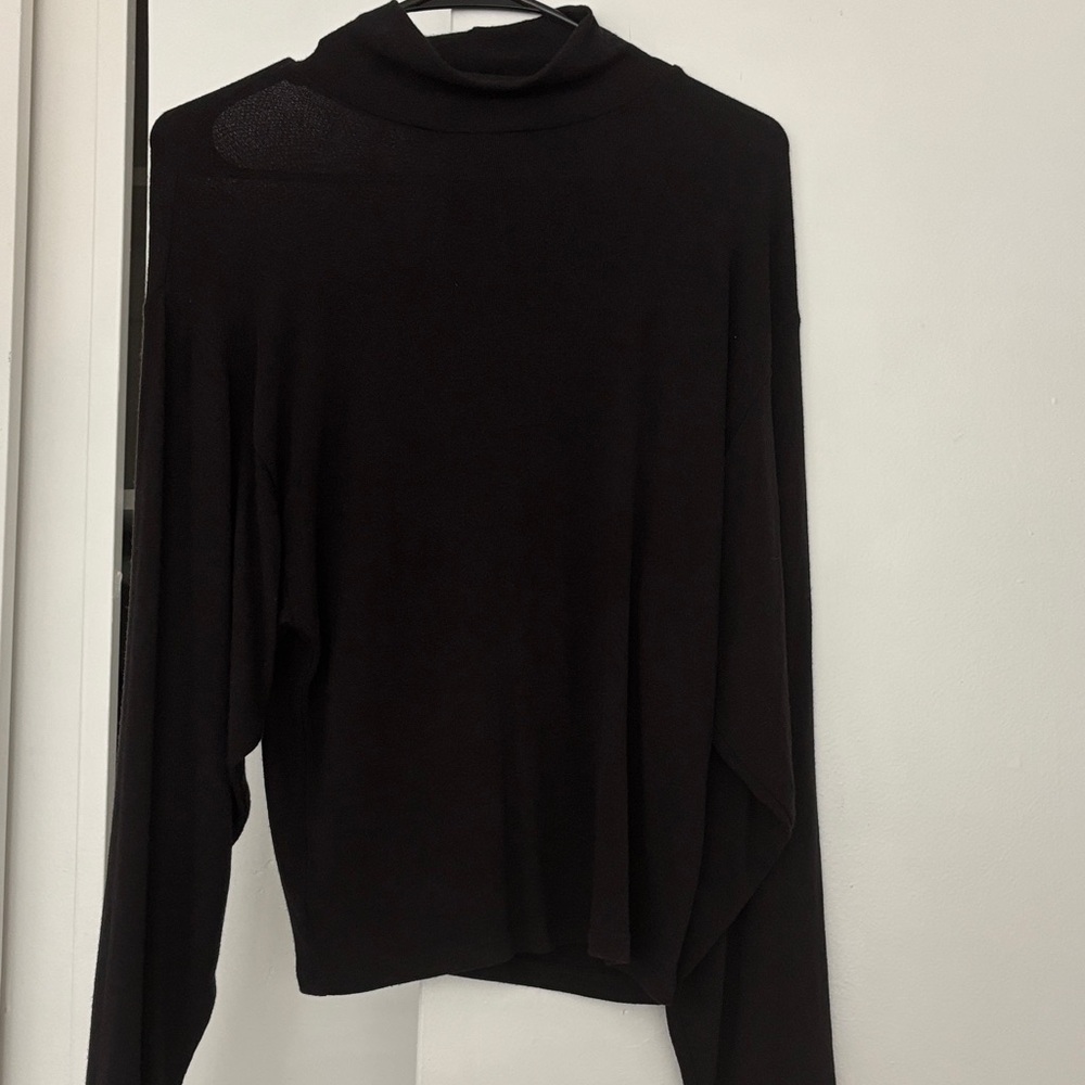 Black Lightweight Turtleneck Long Sleeve Top